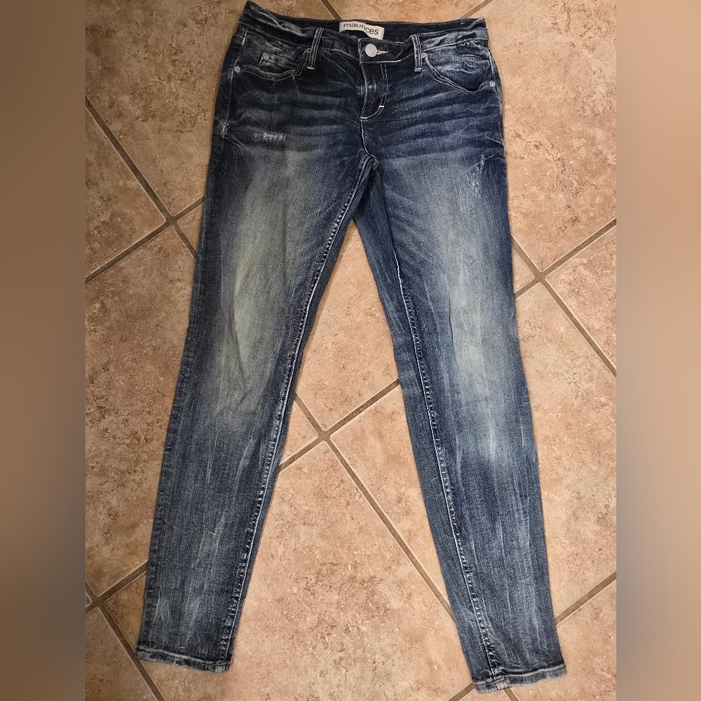 Maurices Dark Vintage Wash Skinny Blue Denim Jeans